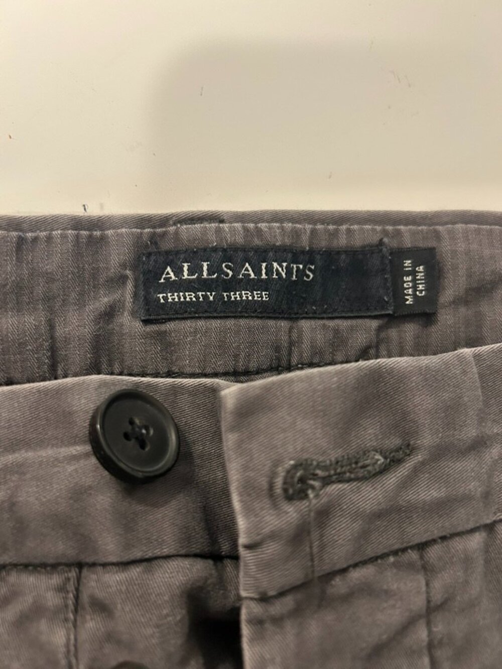 AllSaints Men’s Slim Fit Tapered Chino Trousers - Charcoal Gray, Size 33